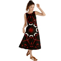 Red Shapes Mandala   Summer Maxi Dress