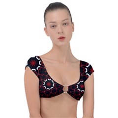 Red Shapes Mandala   Cap Sleeve Ring Bikini Top