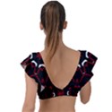 Red Shapes Mandala   Plunge Frill Sleeve Bikini Top View2