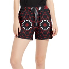 Red Shapes Mandala   Women s Runner Shorts