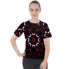 Red Shapes Mandala   Women s Sport Raglan T-shirt