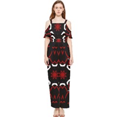 Red Shapes Mandala   Draped Sleeveless Chiffon Jumpsuit