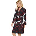 Red Shapes Mandala   Long Sleeve Velvet Robe View2