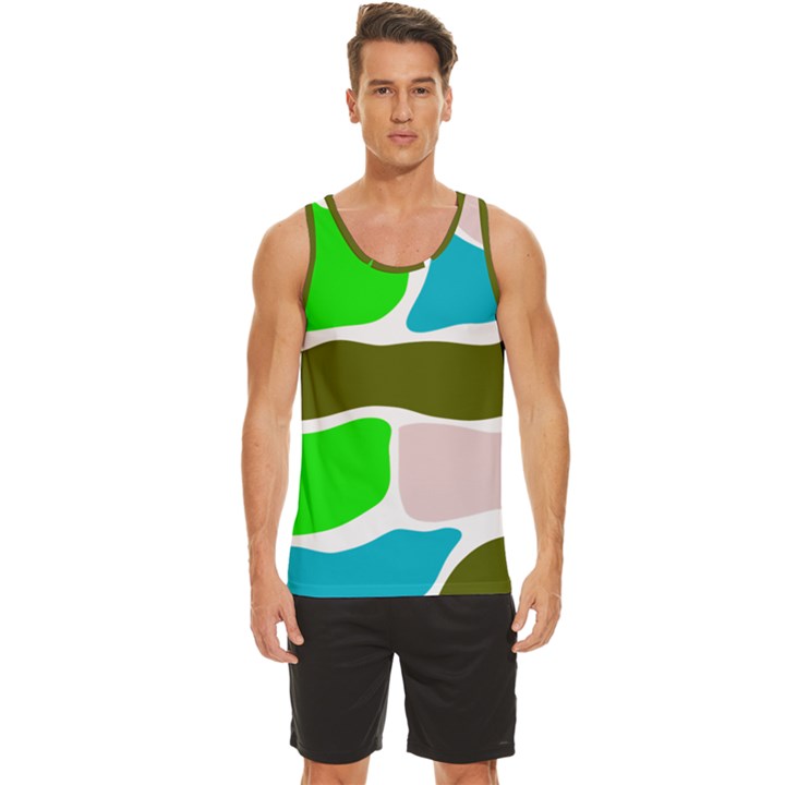 Geometric Bricks    Men s Wide Collar Tank Top