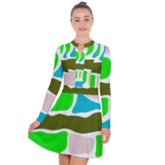 Geometric Bricks    Long Sleeve Panel Dress