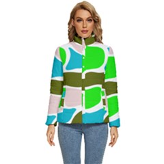 Geometric Bricks    Women s Puffer Bubble Jacket Coat