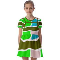 Geometric Bricks    Kids  Short Sleeve Pinafore Style Dress by ConteMonfrey