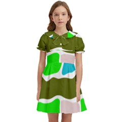 Geometric Bricks    Kids  Bow Tie Puff Sleeve Dress