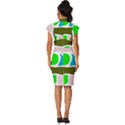 Geometric Bricks    Vintage Frill Sleeve V-Neck Bodycon Dress View4