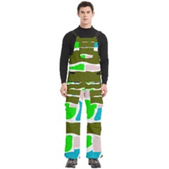 Geometric Bricks    Men s Side Zip Front Pouch Ski And Snowboard Bib Pants	