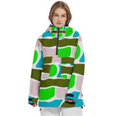 Geometric Bricks    Women s Pullover Zip Ski And Snowboard Waterproof Breathable Jacket