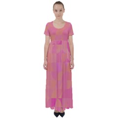 Geometric Pink Ocean  High Waist Short Sleeve Maxi Dress