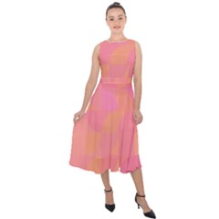 Geometric Pink Ocean  Midi Tie-back Chiffon Dress by ConteMonfrey