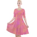 Geometric Pink Ocean  Quarter Sleeve A-Line Dress With Pockets View1