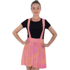 Geometric Pink Ocean  Velvet Suspender Skater Skirt by ConteMonfrey