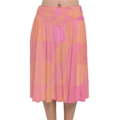 Geometric Pink Ocean  Velvet Flared Midi Skirt