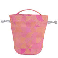 Geometric Pink Ocean  Drawstring Bucket Bag