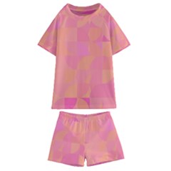 Geometric Pink Ocean  Kids  Swim T-shirt And Shorts Set