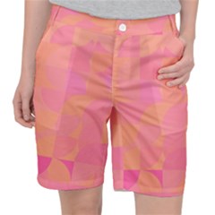 Geometric Pink Ocean  Women s Pocket Shorts