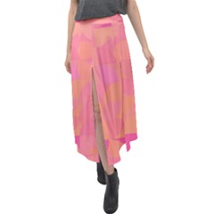 Geometric Pink Ocean  Velour Split Maxi Skirt