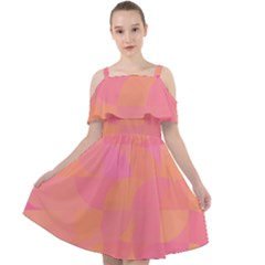 Geometric Pink Ocean  Cut Out Shoulders Dress