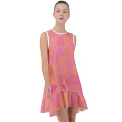 Geometric Pink Ocean  Frill Swing Dress