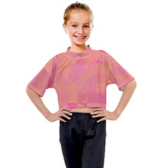 Geometric Pink Ocean  Kids Mock Neck T-shirt