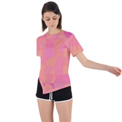 Geometric Pink Ocean  Asymmetrical Short Sleeve Sports T-shirt