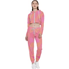 Geometric Pink Ocean  Cropped Zip Up Lounge Set by ConteMonfrey