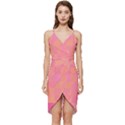 Geometric Pink Ocean  Wrap Frill Dress View1