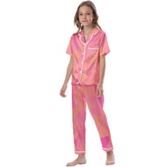 Geometric Pink Ocean  Kids  Satin Short Sleeve Pajamas Set