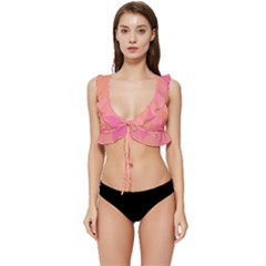 Geometric Pink Ocean  Low Cut Ruffle Edge Bikini Top by ConteMonfrey