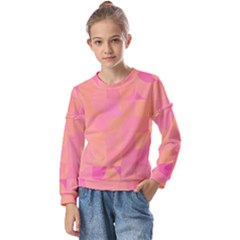 Geometric Pink Ocean  Kids  Long Sleeve T-shirt With Frill 