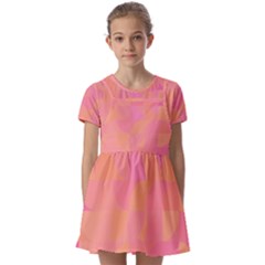 Geometric Pink Ocean  Kids  Short Sleeve Pinafore Style Dress by ConteMonfrey