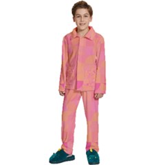 Geometric Pink Ocean  Kids  Long Sleeve Velvet Pajamas Set