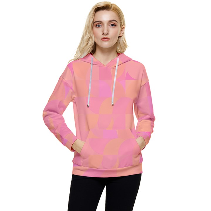 Geometric Pink Ocean  Women s Lightweight Drawstring Hoodie