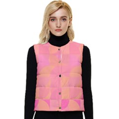 Geometric Pink Ocean  Women s Button Up Puffer Vest