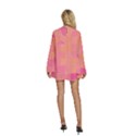 Geometric Pink Ocean  Round Neck Long Sleeve Bohemian Style Chiffon Mini Dress View4