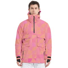 Geometric Pink Ocean  Men s Pullover Zip Ski And Snowboard Waterproof Breathable Jacket