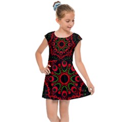 Purple, Blue And Pink Eyes Abstract Forms Geometric Kids  Cap Sleeve Dress by ConteMonfrey