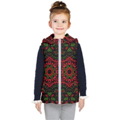 Purple, Blue And Pink Eyes Abstract Forms Geometric Kids  Hooded Puffer Vest