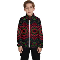 Purple, Blue And Pink Eyes Abstract Forms Geometric Kids  High Neck Windbreaker