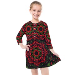 Purple, Blue And Pink Eyes Abstract Forms Geometric Kids  Quarter Sleeve Shirt Dress