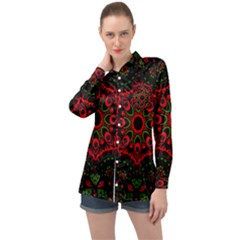 Purple, Blue And Pink Eyes Abstract Forms Geometric Long Sleeve Satin Shirt