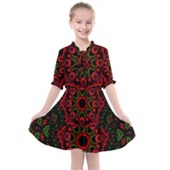 Purple, Blue And Pink Eyes Abstract Forms Geometric Kids  All Frills Chiffon Dress