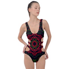 Purple, Blue And Pink Eyes Abstract Forms Geometric Side Cut Out Swimsuit