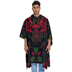 Purple, Blue And Pink Eyes Abstract Forms Geometric Men s Hooded Rain Ponchos