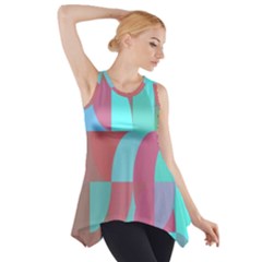 Geometric Ocean Purple Blue Pink Side Drop Tank Tunic