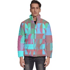 Geometric Ocean Purple Blue Pink Men s Puffer Bubble Jacket Coat