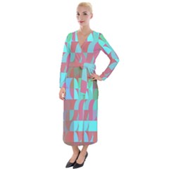 Geometric Ocean Purple Blue Pink Velvet Maxi Wrap Dress